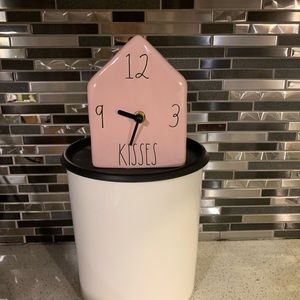NEW Rae Dunn Kisses Clock - Pink and Black